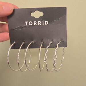 Torrid Textured Silver Hoop Earrings Set